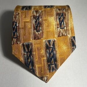 👨🏻💼Ferrell Reed for Nordstrom mustard with blue pattern tie Vintage